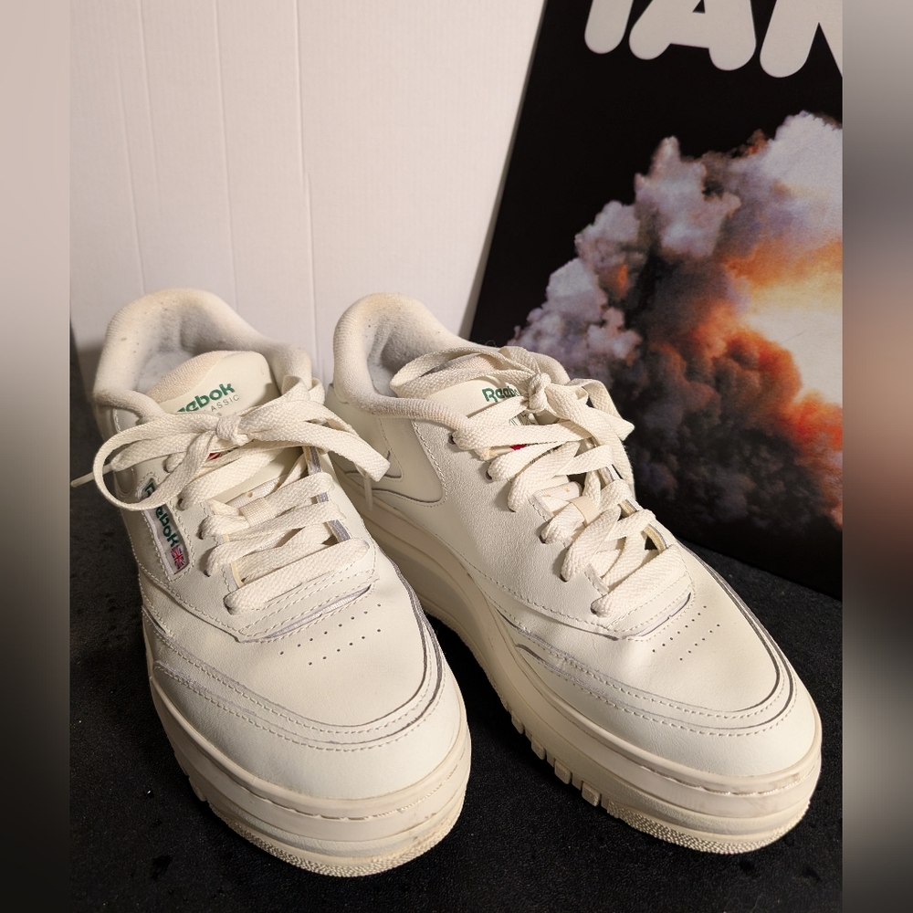 Womens Reebok Club C Extra Athletic Shoe - Chalk / Glen Green